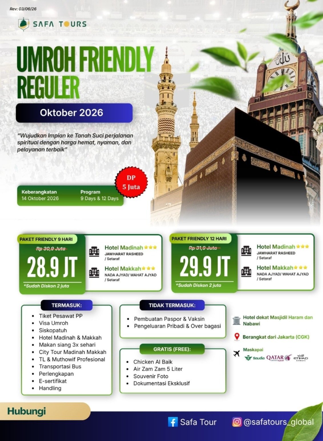 Paket Umrah Friendly Reguler Oktober 2026