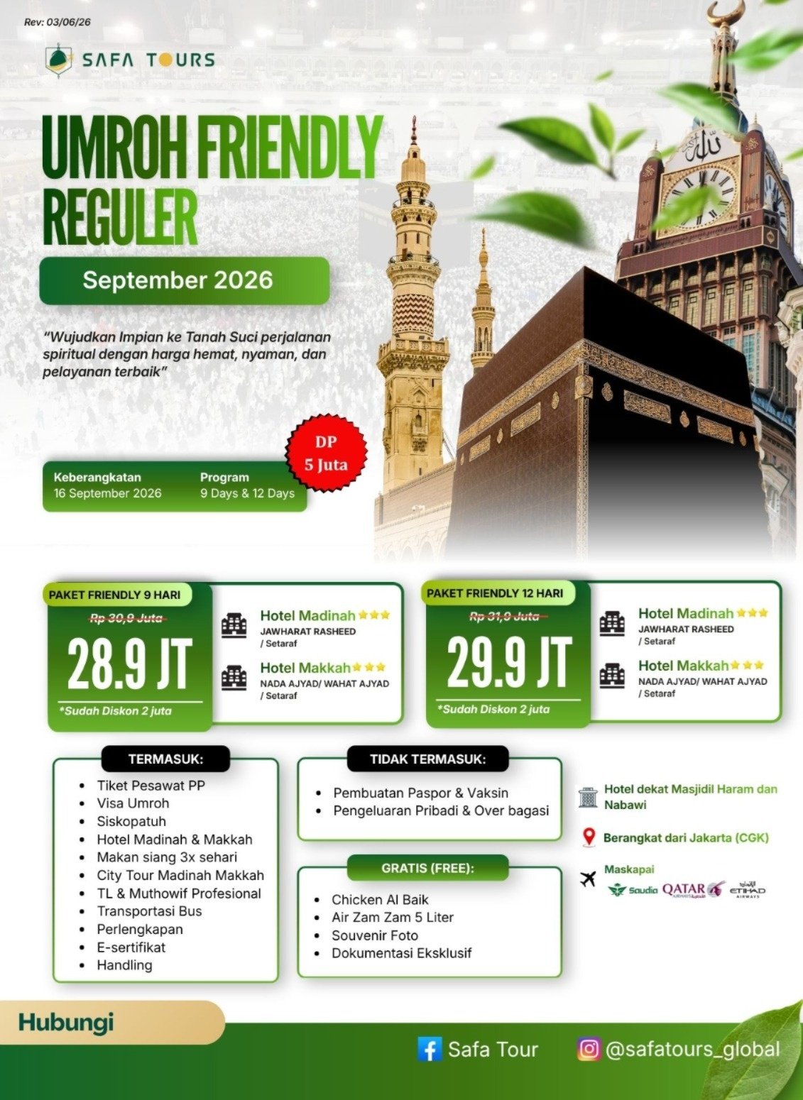 Paket Umrah Friendly Reguler September 2026